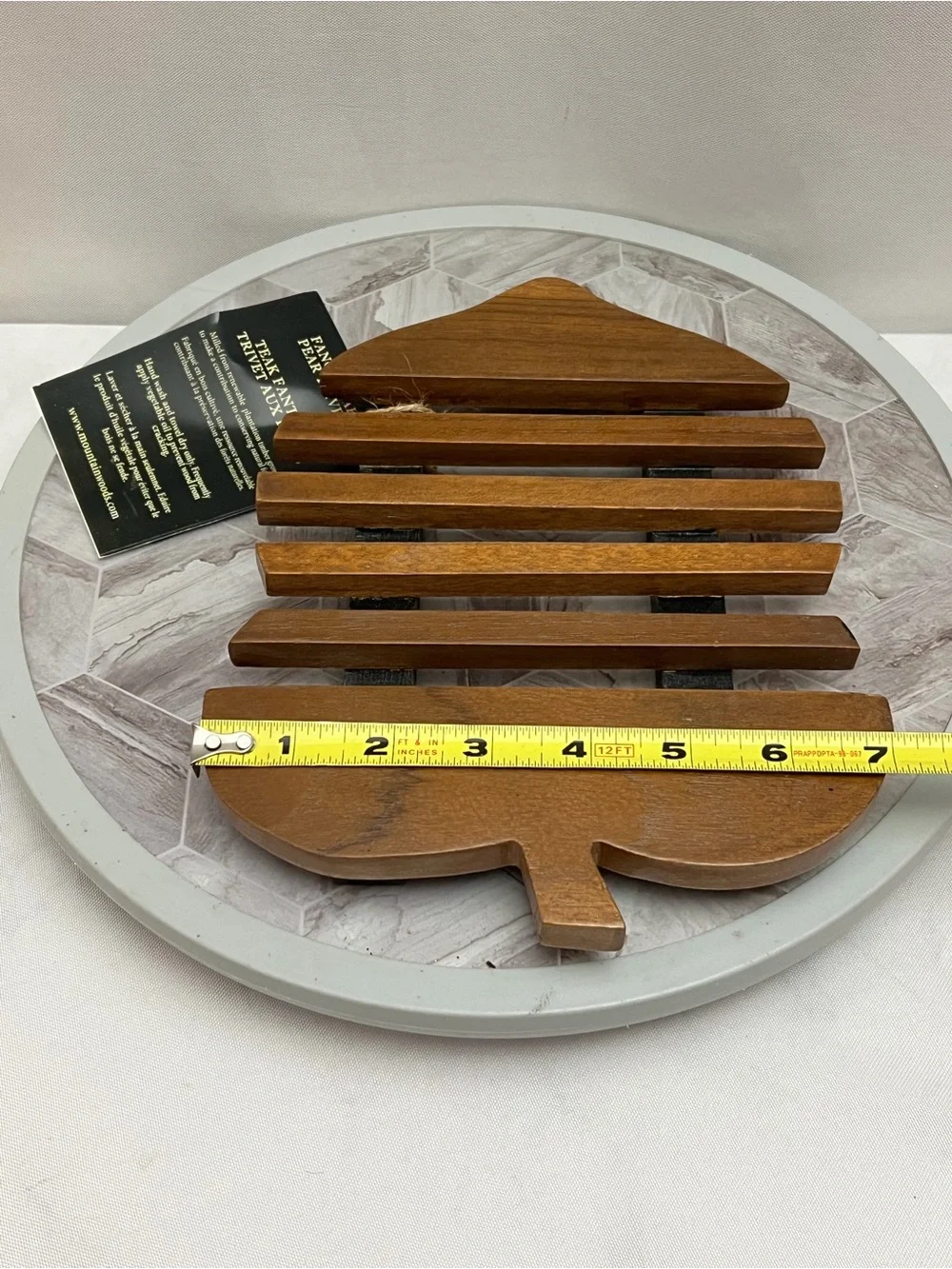 Mountain Woods Fancy Teak Pear Trivet Wooden Hot Pot Holder New With Tag